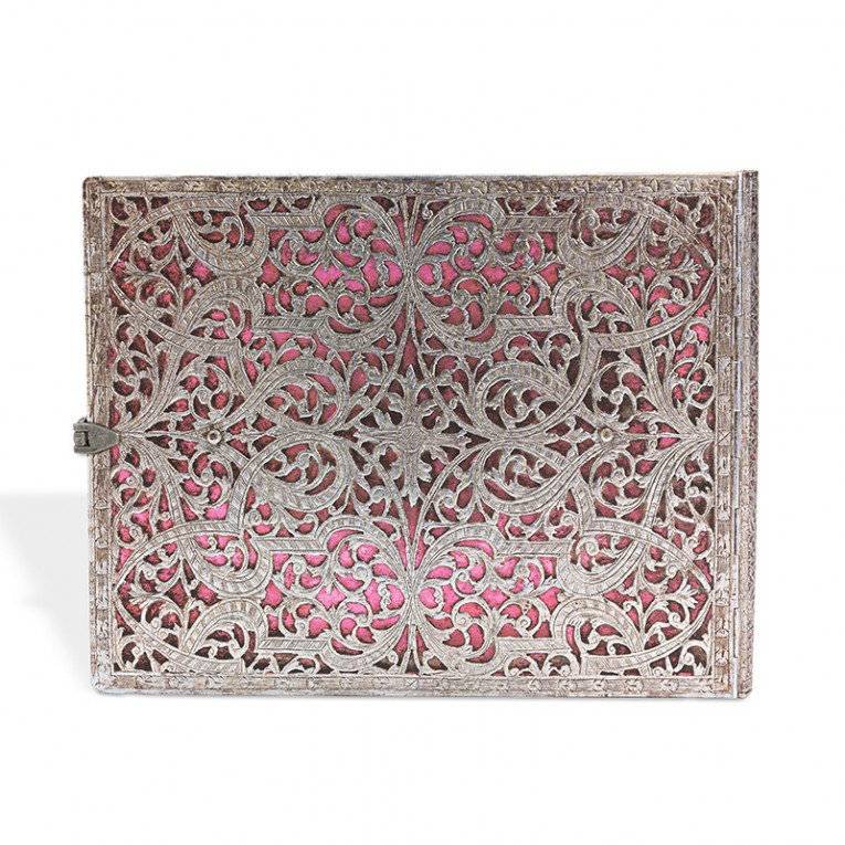 Большая Гостевая книга Paperblanks Серебряная Филигрань Линия Розовая