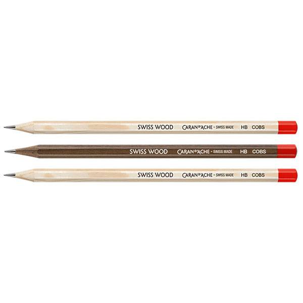 Набор Карандашей Caran d'Ache Swiss Wood 3 шт + ластик + точилка