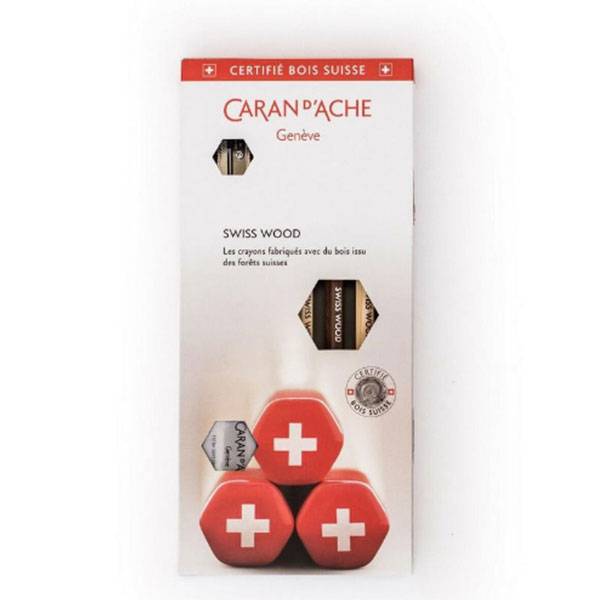Набор Карандашей Caran d'Ache Swiss Wood 3 шт + ластик + точилка