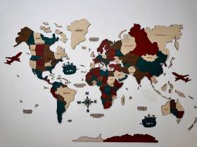 Деревянная карта мира Марсала 200 х 120