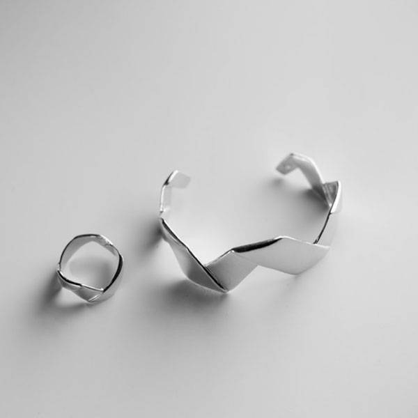 Кольцо из серебра Yastreb Сложенный прямоугольник