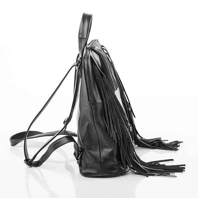 Рюкзак кожаный с бахромой Yana Belyaeva Черный