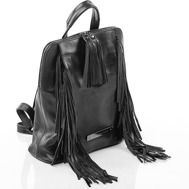Рюкзак кожаный с бахромой Yana Belyaeva Черный