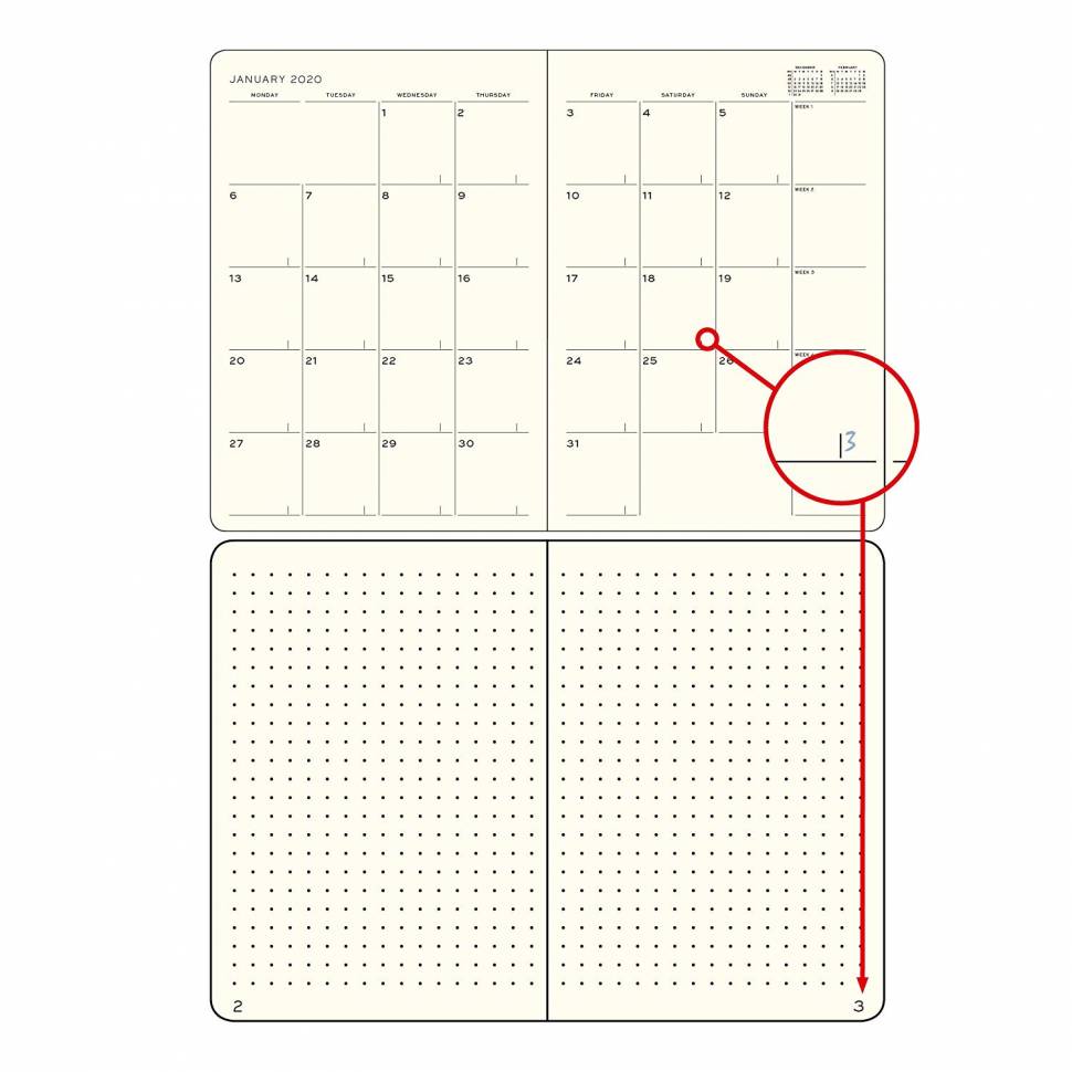 Ежемесячник с заметками Leuchtturm1917 Мягкая обложка Paperback Тихоокеанский зеленый 2020 (360049)