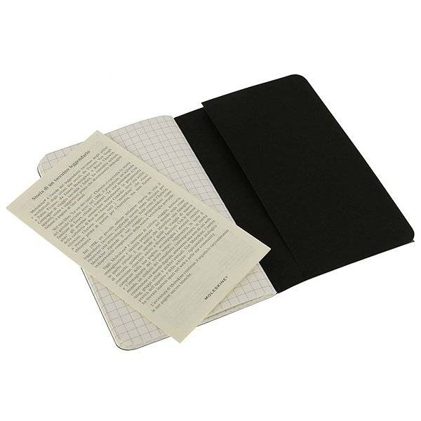 Кишенькова зошит (3 шт) Moleskine Cahier чорна Клітка