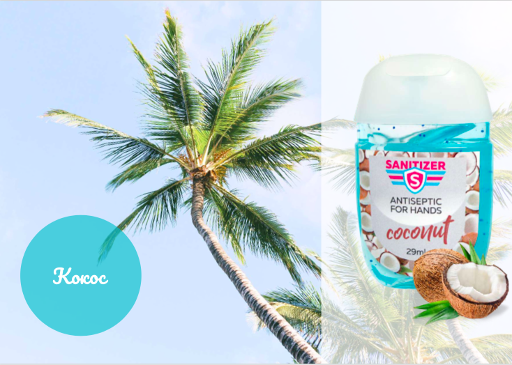 Гель-антисептик для рук Sanitizer Кокос 29 мл