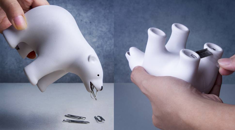 Диспенсер для скотча і скріпок Polar Bear Qualy Білий