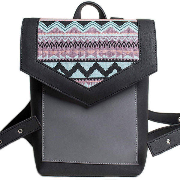 Рюкзак з екокожі Ornament Чорний - графіт Мозаїка M