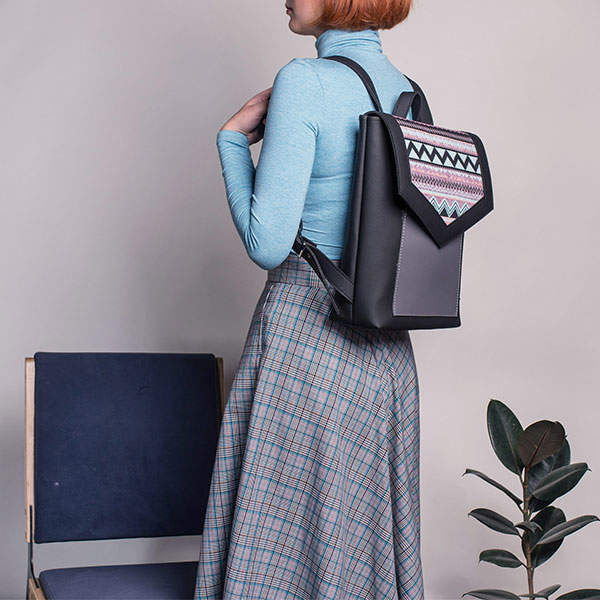 Рюкзак из экокожи Ornament Черный - графит Мозайка M