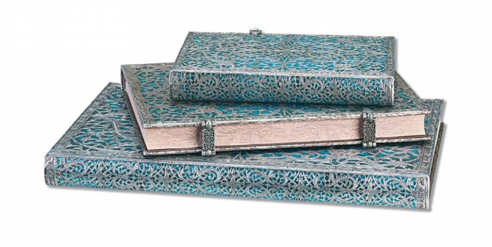 Средний блокнот Paperblanks Серебряная Филигрань Лазурный Линия