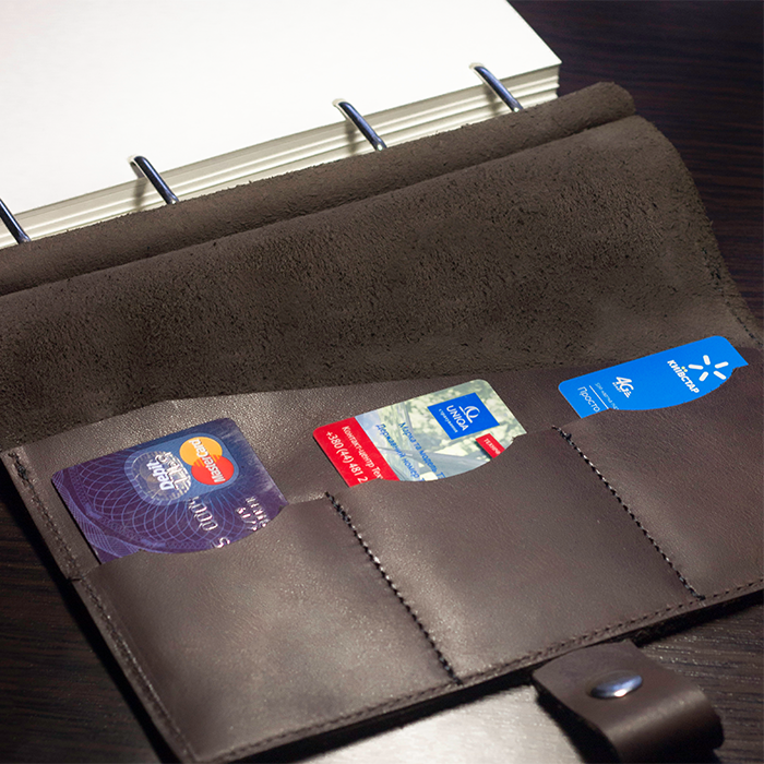 Кожаный органайзер LM с отделом для купюр и карточек коричневый