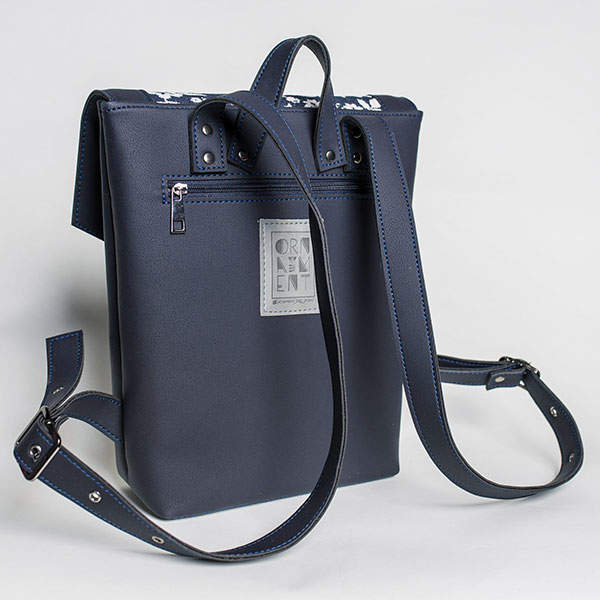 Рюкзак из экокожи Ornament Синий - графит M