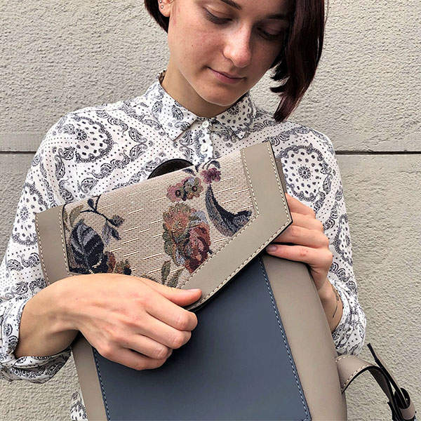 Рюкзак из экокожи Ornament Беж - графит Розы M