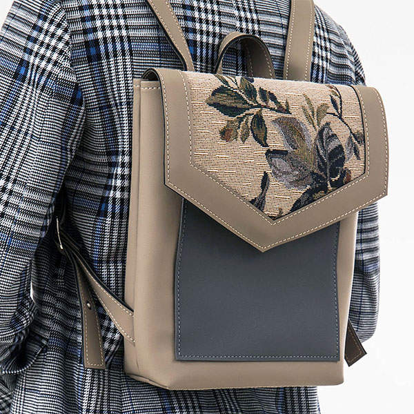 Рюкзак из экокожи Ornament Беж - графит Розы S