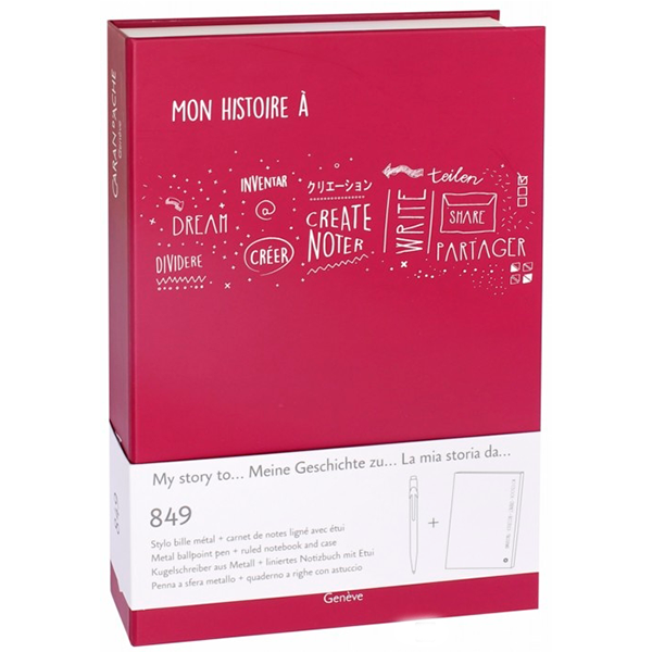 Набор Caran d'Ache Ручка 849 Пурпурная + Блокнот в подарочном боксе