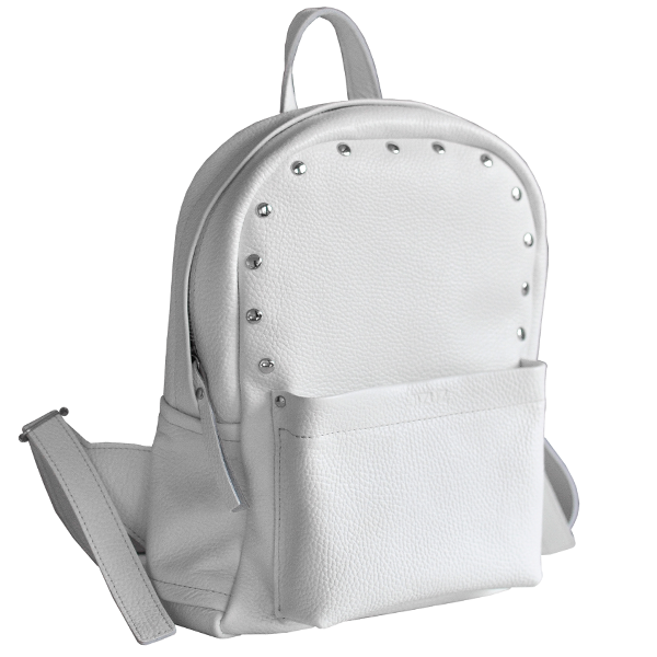Рюкзак из кожи JIZUZ Carbon S White с заклепками
