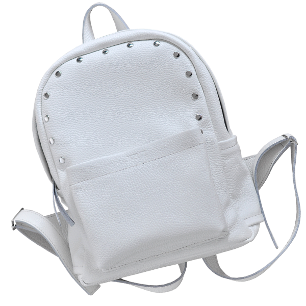 Рюкзак из кожи JIZUZ Carbon S White с заклепками