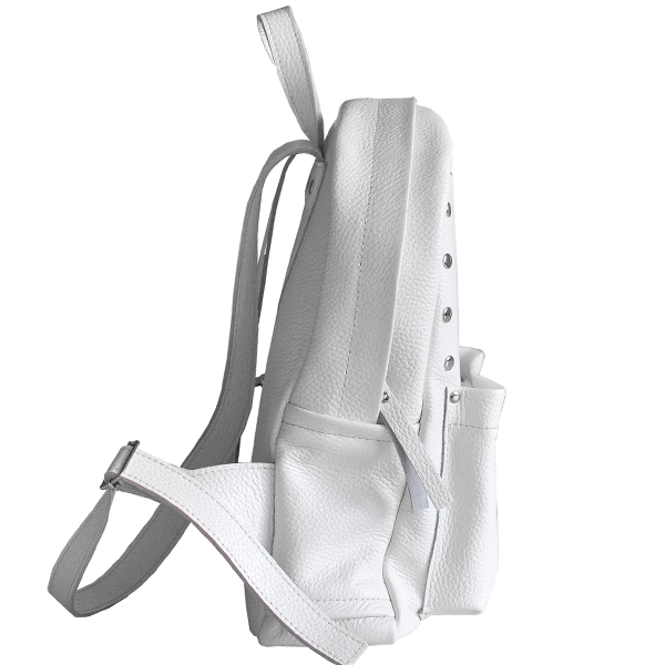 Рюкзак из кожи JIZUZ Carbon S White с заклепками