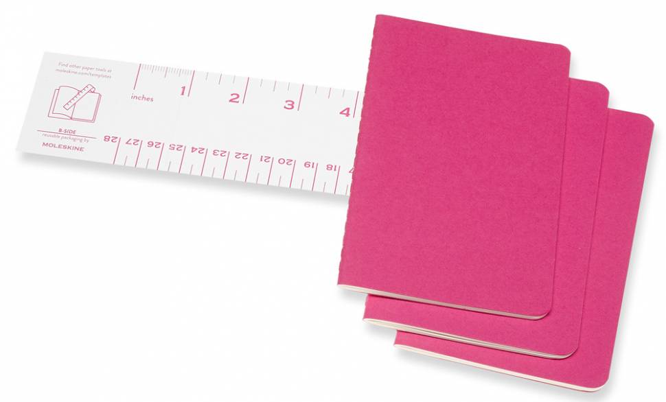 Карманный Блокнот Moleskine Cahier (3 шт) Чистые Листы Кинетический Розовый