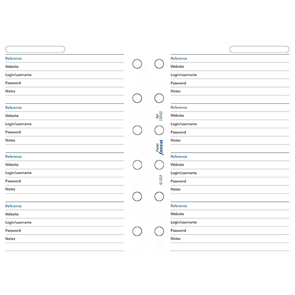 Бланки Пароли Filofax Pocket White (132562)