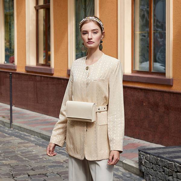 Поясная сумка из экокожи Ornament Молочная