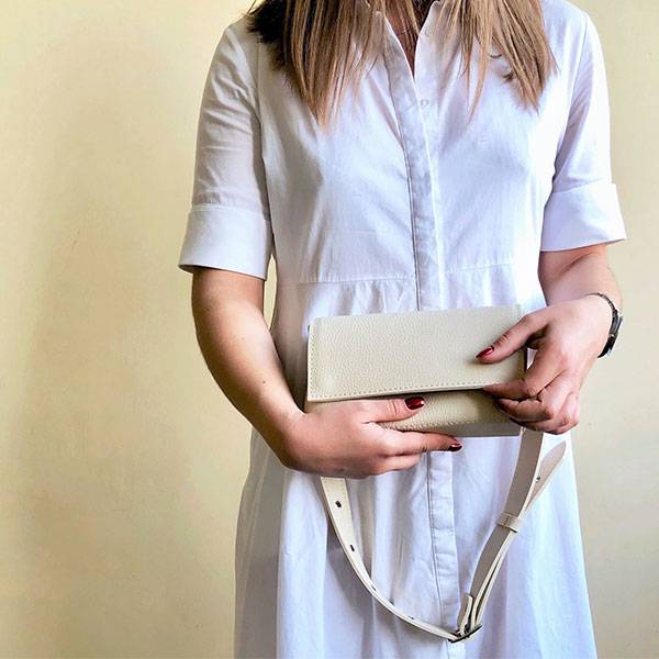 Поясная сумка из экокожи Ornament Молочная