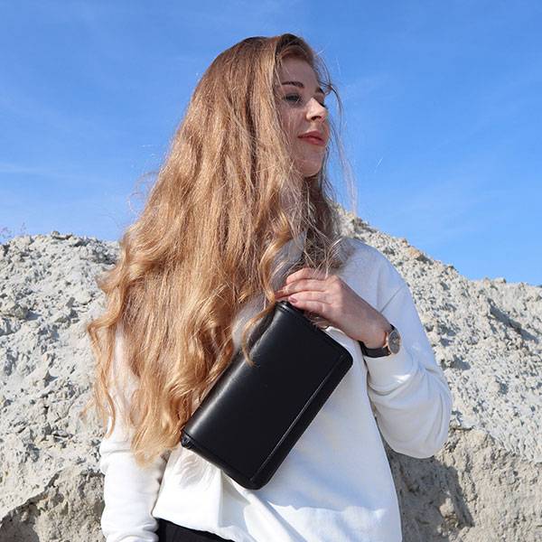 Поясная сумка из экокожи Ornament Черная