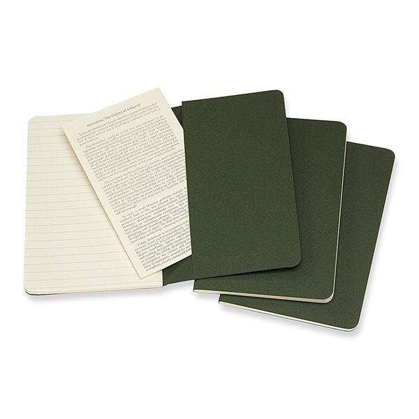 Карманная тетрадь (3 шт) Moleskine Cahier зеленая Линия