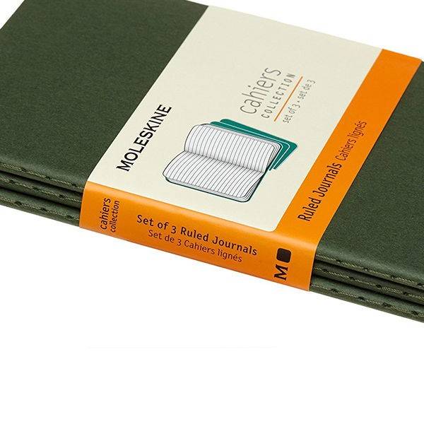 Карманная тетрадь (3 шт) Moleskine Cahier зеленая Линия