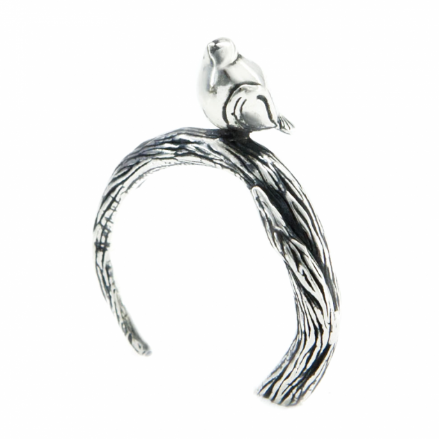 Кольцо из серебра Yastreb Птичка на дереве