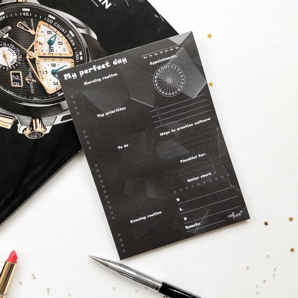 Отрывной ежедневник My Perfect Day Черный + ручка A5 62 листа