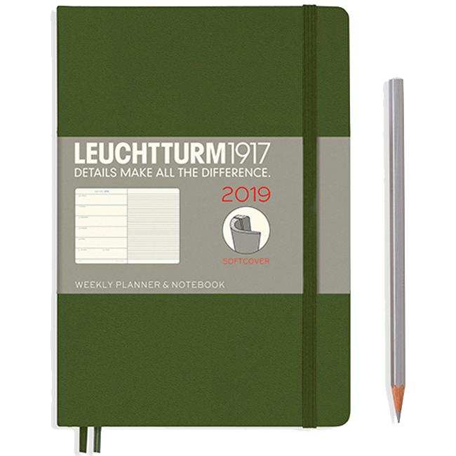 Еженедельник с заметками Leuchtturm1917 Мягкий Средний Зеленый 2019 (357829)