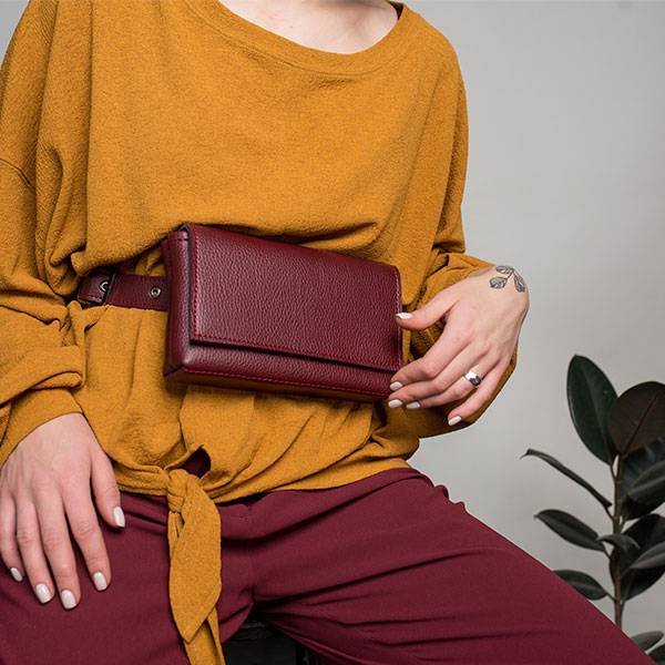 Поясна сумка з екокожі Ornament Бордо