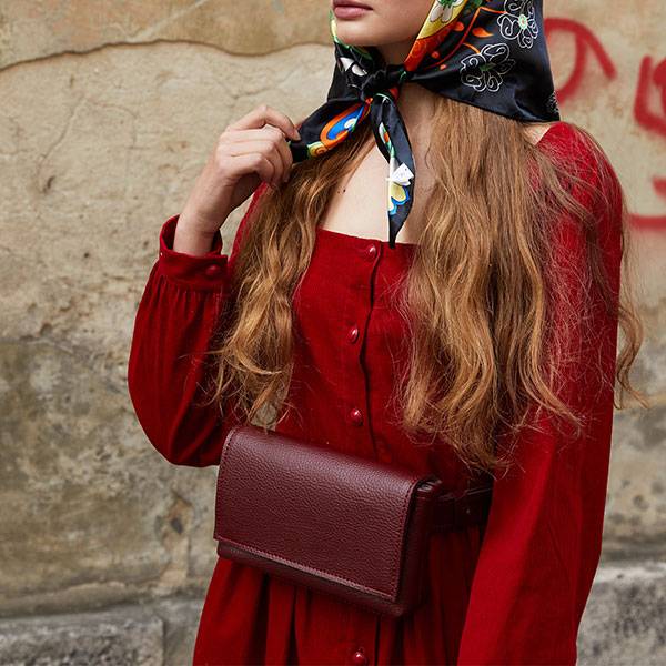 Поясна сумка з екокожі Ornament Бордо