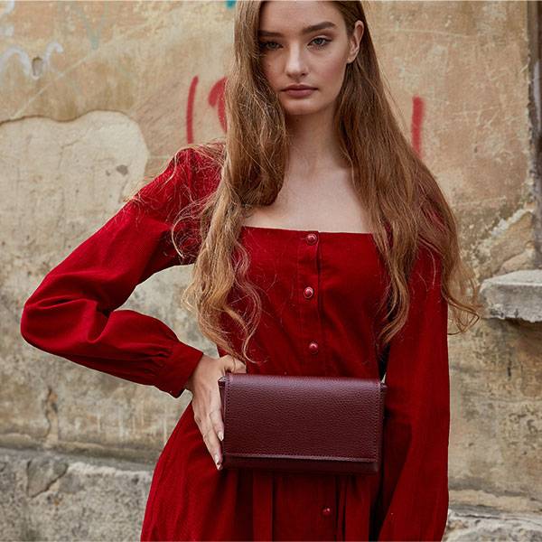 Поясна сумка з екокожі Ornament Бордо