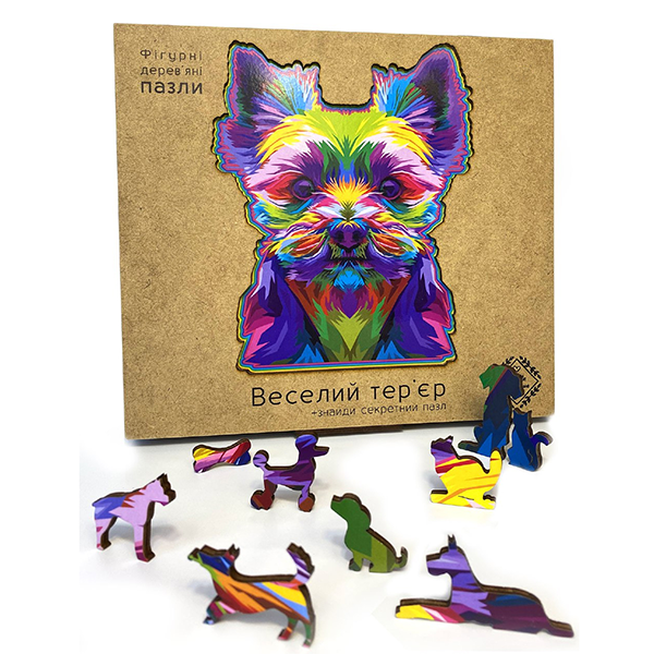 Деревянный пазл The Family Терьер + секретный пазл