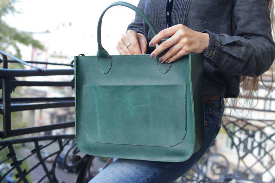 Кожаная сумка Перфекто Dekey Изумрудная