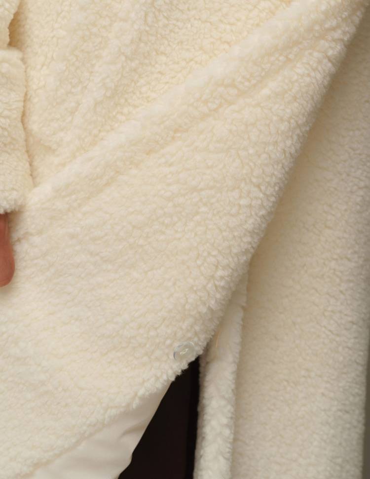 Довга шуба з еко-хутра Молочний