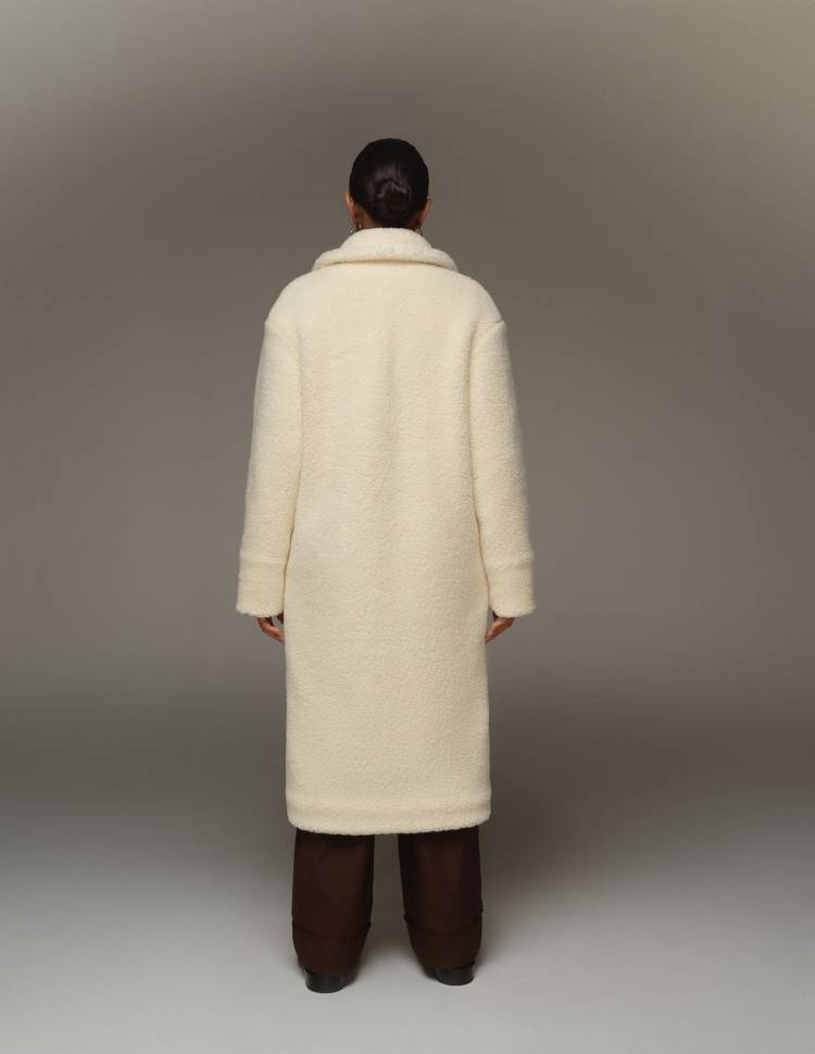 Довга шуба з еко-хутра Молочний