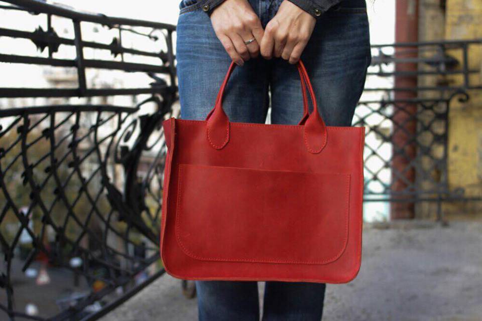 Кожаная сумка Перфекто Dekey Красная