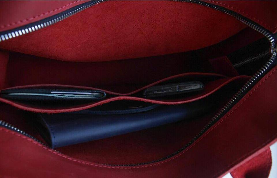 Кожаная сумка Перфекто Dekey Красная