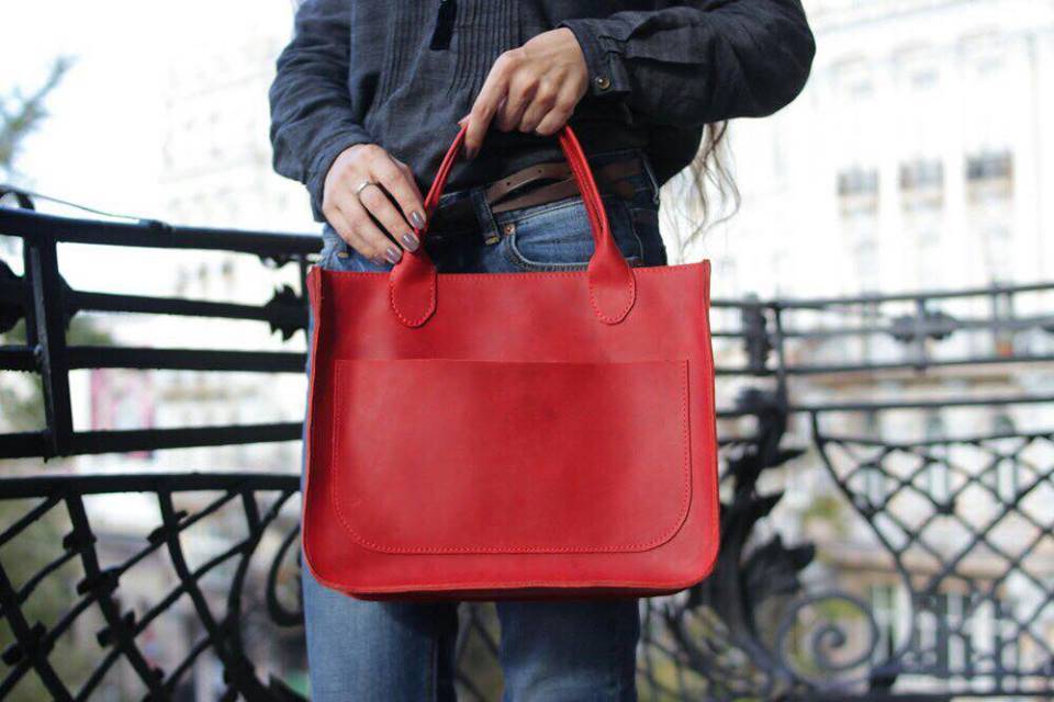 Кожаная сумка Перфекто Dekey Красная