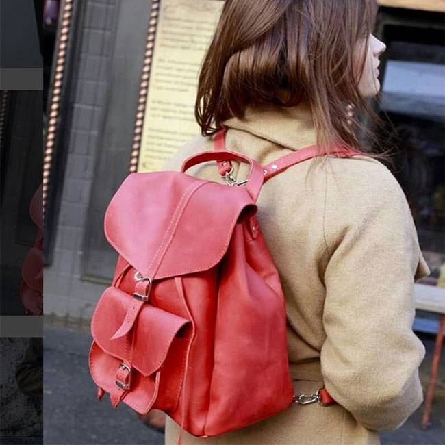 Шкіряний жіночий рюкзак Dekey Classic Червоний