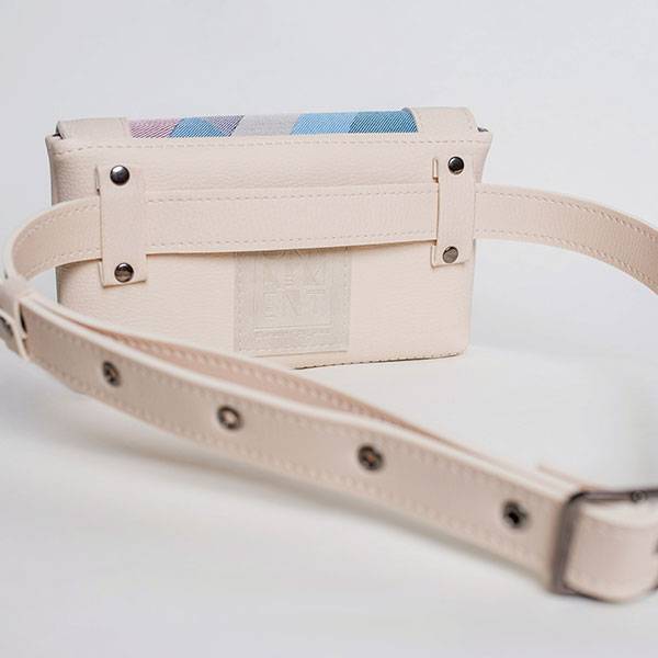 Поясна сумка з екокожі Ornament Молочна з принтом