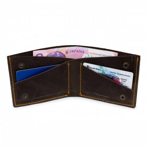 Тонкий кожаный кошелек-портмоне Black Brier Коричневый