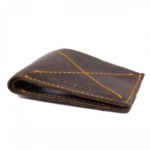 Тонкий кожаный кошелек-портмоне Black Brier Коричневый
