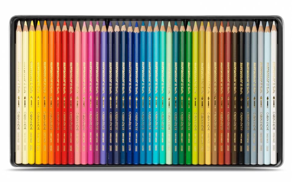 Набір акварельних олівців Caran d&#39;Ache Swisscolor 40 кольорів + металевий бокс