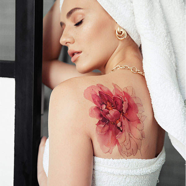 Временная татуировка Акварельный пион
