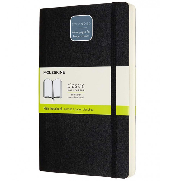 Середній блокнот Moleskine Classic Expanded М&#39;яка обкладинка Чорний Чисті Листи