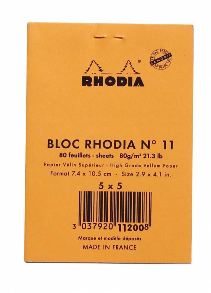 Блокнот Rhodia Pad в клетку 7,4х10,5 см Оранжевый